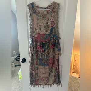 Jaded gypsy ruffle Hi/lo Top. Bohemian Patchwork Sleeveless